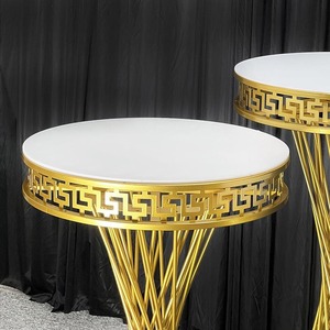 FS007 Gold Electroplated Metal Wedding Flower Centerpiece Stand 80cm <b>Tall</b> 50cm Round <b>Table</b> Floral Display Stand - Product Image 5