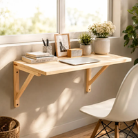 Bureau mural en bois de pin massif naturel, gain de place, pour salon et bureau à domicile, bureau mural flottant, table Murphy