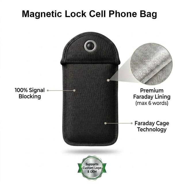 Custom Logo Neoprene Magnetic Lock Cell Phone Bag Lockable Mobile Phone Pouch for School Student Events