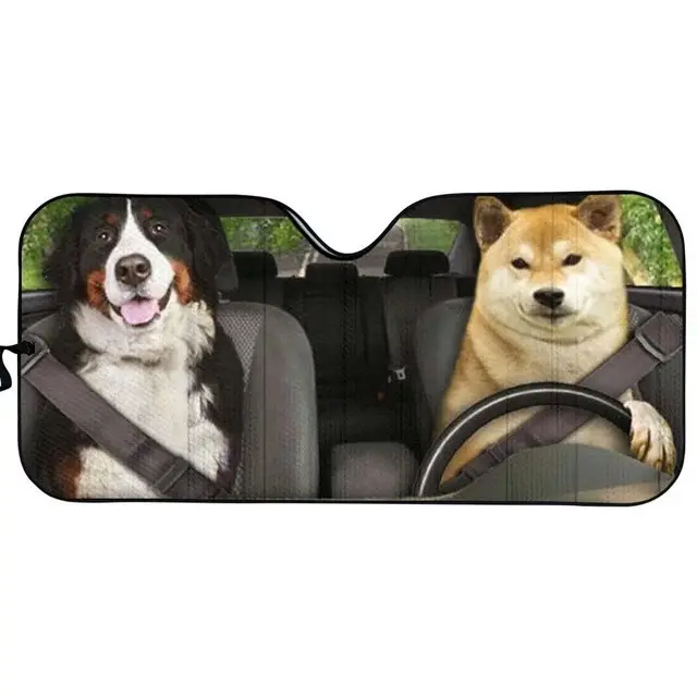 Universele Zonneklep Grappige 3D Dier Hond Kat Afdrukken Custom Zonnescherm Voor Auto Cover Automatische Zonnescherm