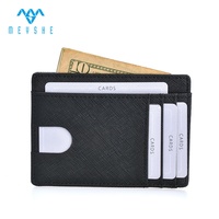 Dompet Kartu Kulit Asli Tipis Anti RFID dengan Pola Embos Tanpa Penutup untuk Kartu Kredit & Identitas