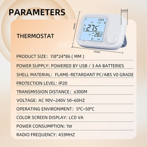 <span class=keywords><strong>Thermostat</strong></span> <span class=keywords><strong>sans</strong></span> <span class=keywords><strong>fil</strong></span> WIFI RF, <span class=keywords><strong>sans</strong></span> câblage, chauffage au sol, chauffage électrique, chaudière à gaz, affichage de l'humidité, blanc - Product Image 3