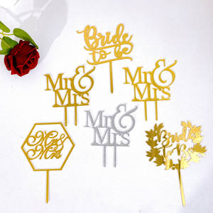 Décoration de gâteau de mariage en acrylique doré scintillant Mr et Mme <span class=keywords><strong>pour</strong></span> la mariée et la fête de fiançailles, fournitures de décoration d'<span class=keywords><strong>anniversaire</strong></span> - Product Image 2