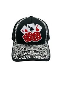 Casquettes personnalisées Wecondo, 5 panneaux, logo brodé, Lucky Las Vegas 777, Black Eight Ace Poker Hat, <span class=keywords><strong>casquette</strong></span> de baseball, <span class=keywords><strong>casquette</strong></span> de papa, casquettes de sport - Product Image 1