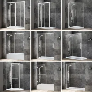 浴室浴槽強化ガラスフレームレススライド式シャワードア工場直販新デザイン