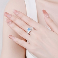 Bijoux de luxe légers, certificat GRA, 0,5 et 1 carat, moissanite bleue VVs1, argent sterling S925, bague de fiançailles et de mariage pour femmes