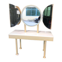 Table de toilette en acier inoxydable couleur or champagne avec miroir LED, bureau de maquillage moderne pour chambre à coucher, maison, appartement