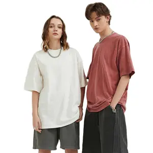 New Arrival Custom O-Neck Oversize Heavyweight T-Shirts For Men Acid Wash T Shirt Plain Cotton Blank Vintage Style T shirts