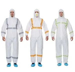 PPE endüstriyel güvenlik SF takım CE kedi 3 III tipi 5B / 6B hi-vis mikro gözenekli tulum 55g mikro gözenekli tulum Coverall tulum