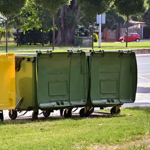 商業用ウィーリービン路上のゴミ箱1100 Lプラスチック廃棄物容器