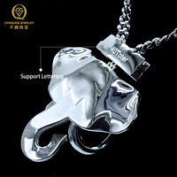 Pendentif Hip Hop Éléphant Réaliste en Argent 925, Pendentif Hip Hop Surdimensionné, Pendentif Animal Personnalisé en Moissanite et Diamant pour Hommes