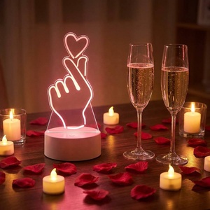 Sweet Dreams 3D Illusion Acrylic Lamp Laser Night Light Acrylic Mood Light With Base - Product Image 1