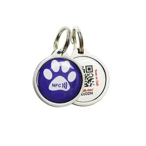 Customized Logo Qr Code Programmable Epoxy Nfc Pet Id Collar Tag For Dog Cat Track