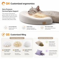 Coussin en peluche pour chat en forme de croissant avec broderie de fruits, lit de repos confortable pour usage domestique en intérieur