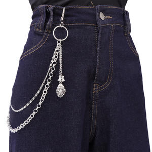 Cadena de cintura con colgante de campana navideña estilo europeo, cadena corporal de metal retro punk unisex, diseño de doble anillo en color plateado - Product Image 2