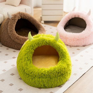 Pluche Hondenbed Klein Monster Diepe Slaap Schattige Warme Huisdierbedden Groothandel Kat Grotbed - Product Image 3
