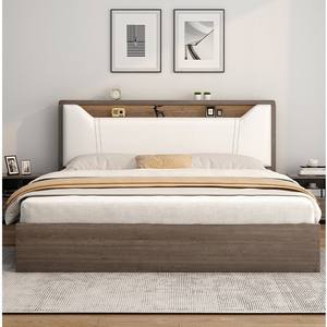Juego de Dormitorio Moderno para Hotel o Apartamento, Precio de Fábrica en Foshan, Estructura de Cama de Plataforma de Madera, Cabecera Tapizada, Estante de Almacenamiento - Product Image 5