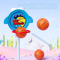 Jeu d'activités 3-en-1 en plastique pour enfants : lancer d'anneaux et jeu de basket-ball avec balles collantes, hauteur réglable, jouets multifonctionnels intérieur/extérieur