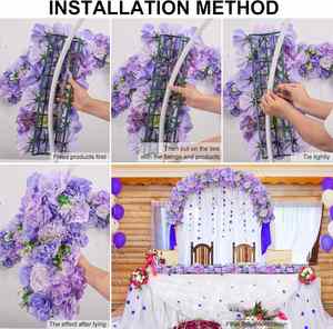 Decoración de Pared 3D para Bodas y Día de la Madre, Panel de Flores Hecho a Mano, 8 pies x 8 pies, con Rosas Artificiales de Tela Rosa y Paniculata Blanca - Product Image 3