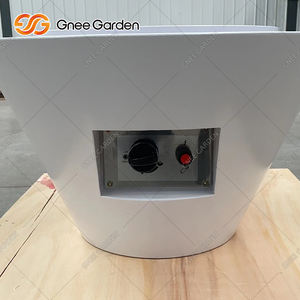 Mesa de Fogata Redonda de Acero Corten Blanco con Cascada de Piscina y Calentador Exterior y Fuente para Piscinas de Lujo - Product Image 4