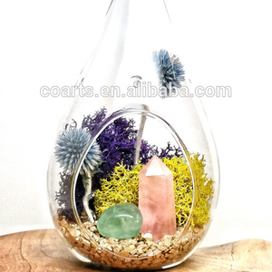 Décoration intérieure DIY Rose Quartz Cristal Verre Suspendu Oeuf Forme Verre Terrarium Terrario Planteur Pots De Fleurs Plante Terrarium - Product Image 3