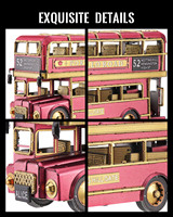 Piececool HP456-RG Bus à deux étages, puzzle 3D en métal, modèle de bus, ensemble de construction, jouet éducatif pour adultes et enfants
