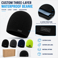 Gorro de Punto Impermeable de 3 Capas, Térmico, Cortavientos y Transpirable para Invierno, para Esquí, Senderismo y Ciclismo, Diseño Personalizado