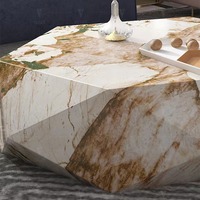 Table basse moderne en pierre frittée de luxe contemporaine personnalisable, forme diamant, tables basses en marbre pour le salon