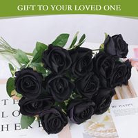 Mawar buatan hitam dengan batang kustom hitam mawar buatan panel bunga hydrangea untuk dekorasi liburan