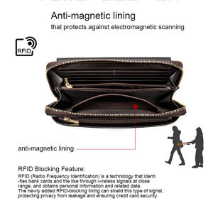 Cartera de Mano de Cuero Genuino Suave para Hombre, con Bloqueo RFID, Ligera, con Cierre, Estilo Moderno, para Negocios - Product Image 5