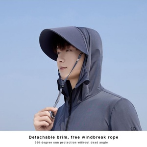 Chemises de pêche unies en gros avec capuche, chemises de pêche sublimées à manches longues UPF 50+ avec cache-cou - Product Image 2