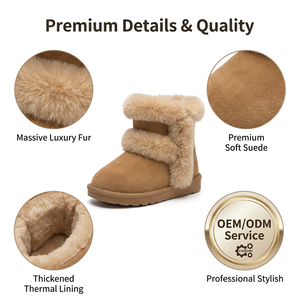 Bottes <span class=keywords><strong>de</strong></span> <span class=keywords><strong>neige</strong></span> tendance à semelle souple pour bébé, chaudes et doublées <span class=keywords><strong>de</strong></span> peluche épaisse, chaussures d'hiver pour tout-petits avec col en fourrure exquise, bottes <span class=keywords><strong>de</strong></span> marche pour nourrissons, vente en gros - Product Image 3