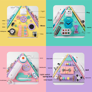 Jouet éducatif multifonctionnel en bois écologique non toxique, structure pyramide Montessori, <span class=keywords><strong>maison</strong></span> d'activités pour l'éveil précoce - Product Image 6