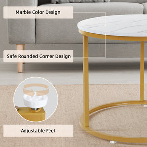 Kainice Đơn Giản Hiện Đại Bắc Âu Đá Cẩm Thạch Top End Bảng Set Vàng Kim Loại Bàn Cà Phê Tổ Kết Hợp Cho Đồ Nội Thất Nhà - Product Image 5