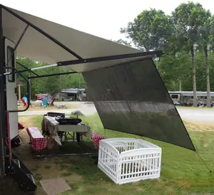 Karavan kamp römorku UV Sunblocker siyah PVC tel örgü elek güneşlik RV tente güneş gölge tel örgü elek