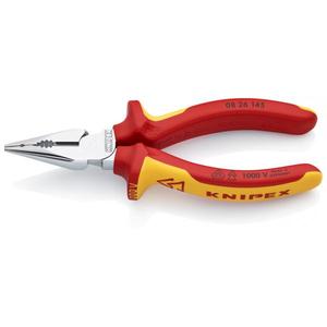 KNIPEX - 08 26 145 SB Alicates de combinación de punta de aguja cromados, mangos aislados con agarres multicomponentes, probados con VDE - Product Image 1