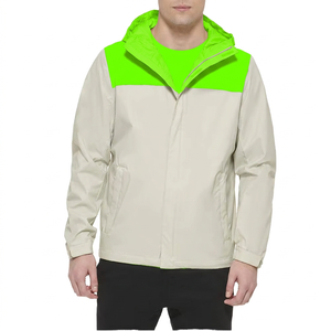 Veste imperméable à capuche pour homme, couleur unie, décontractée, pour l'extérieur, en polyester, fermeture éclair, style automne - Product Image 4