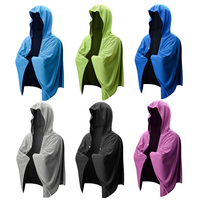 Cape de plage personnalisée à séchage rapide, couleur unie, en microfibre, serviette à capuche rafraîchissante instantanée, serviettes de sport pour l'entraînement