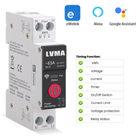 Interruptor de Circuito DIN de 1P 63A, Mini Interruptor Inteligente WiFi para el Hogar, Equipo Electrónico de Cobre y Plástico Industrial, Control por Aplicación, LVMA TUYA