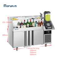 Stasiun Bar Koktail Komersial Marupin dari Baja Anti Karat dengan Wadah Es dan Wastafel, Meja Kerja Bartender untuk Bar, Restoran, Hotel