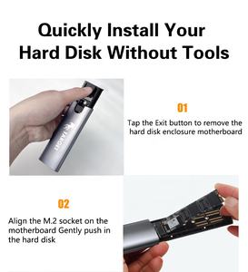 Boîtier SSD externe portable USB 3.0 Type-C en aluminium avec <span class=keywords><strong>coque</strong></span> rigide, compatible SSD externe - Product Image 2