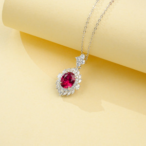 925 silver cultivated <b>ruby</b> pendant <b>necklace</b> - Product Image 5