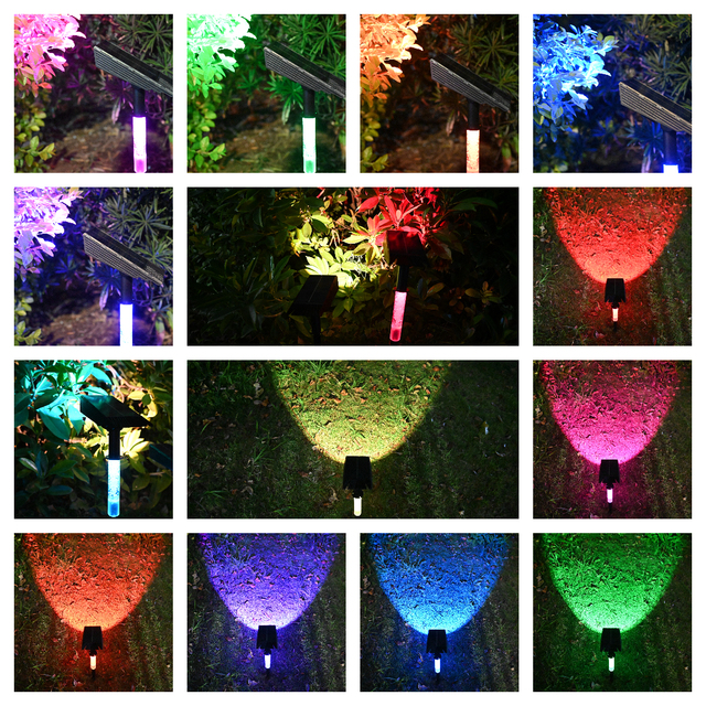 Outdoor Waterproof Solar LED Spotlight Lawn Lights IP65 Garden Landscape Decoration with Ground Plug Plastic Body
