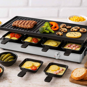 Station de crêpes à <span class=keywords><strong>raclette</strong></span> professionnelle Thermostat en acier inoxydable Éléments chauffants à plaques amovibles avec revêtement antiadhésif - Product Image 2