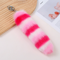 Imitation queue de renard porte-clés coloré fausse fourrure Animal queue breloque sac pendentif moelleux Pom Pom porte-clés