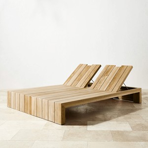 Chaises longues doubles en teck pour jardin, mobilier <span class=keywords><strong>de</strong></span> plage, détente et <span class=keywords><strong>bain</strong></span> <span class=keywords><strong>de</strong></span> <span class=keywords><strong>soleil</strong></span>, lit <span class=keywords><strong>de</strong></span> jour en bois d'extérieur - Product Image 3