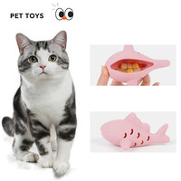 Jouet pour animaux de compagnie en forme de poisson, distributeur de friandises pour chat, jouet interactif en silicone, puzzle alimentaire pour chats, jouet à friandises