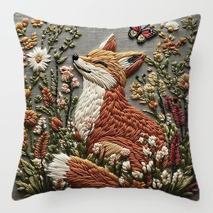 Funda de Cojín Bordada en 3D con Diseño de Plantas, Flores y Aves, Funda de Almohada Decorativa con Impresión Digital Colorida - Product Image 4