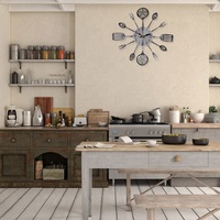 Reloj de Pared Decorativo con Diseño de Cubiertos, Reloj de Cocina con Forma de Tenedor y Cuchara, Temporizador para el Hogar