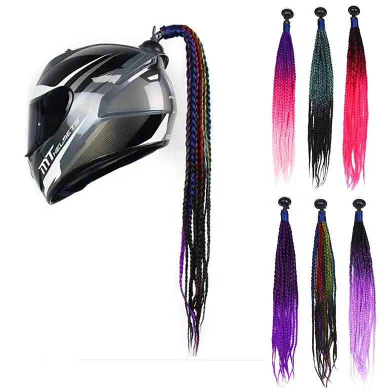 Accesorios decorativos para casco de motocicleta, cascos trenzados para bicicleta, peluca de trenzas para mujer, esquí, Mohawk